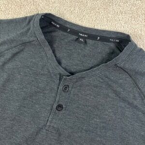 Public Rec Mens XL Henley Shirt Charcoal Gray Pima Lyocell Blend Short Sleeve